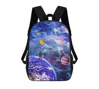 sinyumoney Mochila Para Niños Y Niñas Con Impresión 3D Astronaut on Earth Gazing at Planets Mochila Escolar Para Niños De Primaria, Mochila Informal De Viaje Para Portátil 17inch