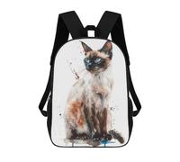 sinyumoney Mochila Para Niños Y Niñas Con Impresión 3D Balinese Cat Watercolor Mochila Escolar Para Niños De Primaria, Mochila Informal De Viaje Para Portátil 17inch