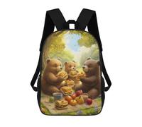 sinyumoney Mochila Para Niños Y Niñas Con Impresión 3D Bears Picnic Mochila Escolar Para Niños De Primaria, Mochila Informal De Viaje Para Portátil 17inch