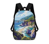 sinyumoney Mochila Para Niños Y Niñas Con Impresión 3D California Coast Pixel Mochila Escolar Para Niños De Primaria, Mochila Informal De Viaje Para Portátil 17inch