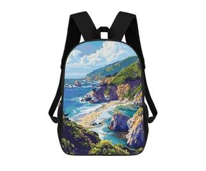 sinyumoney Mochila Para Niños Y Niñas Con Impresión 3D California Coast Pixel Mochila Escolar Para Niños De Primaria, Mochila Informal De Viaje Para Portátil 17inch