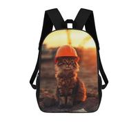 sinyumoney Mochila Para Niños Y Niñas Con Impresión 3D Cat in Hard Hat Mochila Escolar Para Niños De Primaria, Mochila Informal De Viaje Para Portátil 17inch