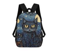 sinyumoney Mochila Para Niños Y Niñas Con Impresión 3D Cat Starry Night Mochila Escolar Para Niños De Primaria, Mochila Informal De Viaje Para Portátil 17inch