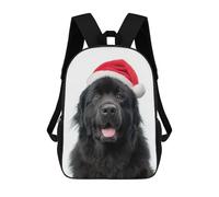 sinyumoney Mochila Para Niños Y Niñas Con Impresión 3D Christmas Newfoundland Dog with Santa Hat Mochila Escolar Para Niños De Primaria, Mochila Informal De Viaje Para Portátil 17inch