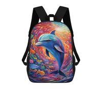 sinyumoney Mochila Para Niños Y Niñas Con Impresión 3D Colorful Ocean Scene with Dolphin Mochila Escolar Para Niños De Primaria, Mochila Informal De Viaje Para Portátil 17inch