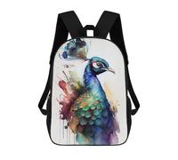 sinyumoney Mochila Para Niños Y Niñas Con Impresión 3D Colorful Peacock Watercolor Art Print Mochila Escolar Para Niños De Primaria, Mochila Informal De Viaje Para Portátil 17inch