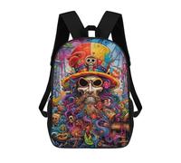 sinyumoney Mochila Para Niños Y Niñas Con Impresión 3D Colorful Skull Pirate Artwork Mochila Escolar Para Niños De Primaria, Mochila Informal De Viaje Para Portátil 17inch