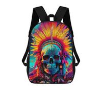 sinyumoney Mochila Para Niños Y Niñas Con Impresión 3D Colorful Skull with Feathers Mochila Escolar Para Niños De Primaria, Mochila Informal De Viaje Para Portátil 17inch