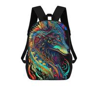 sinyumoney Mochila Para Niños Y Niñas Con Impresión 3D Colorful Wolf Artwork -4 Mochila Escolar Para Niños De Primaria, Mochila Informal De Viaje Para Portátil 17inch