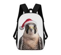 sinyumoney Mochila Para Niños Y Niñas Con Impresión 3D Festive Peregrine Falcon with Santa Hat Mochila Escolar Para Niños De Primaria, Mochila Informal De Viaje Para Portátil 17inch