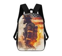 sinyumoney Mochila Para Niños Y Niñas Con Impresión 3D Firefighter with American Flag Mochila Escolar Para Niños De Primaria, Mochila Informal De Viaje Para Portátil 17inch