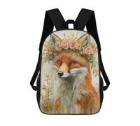 sinyumoney Mochila Para Niños Y Niñas Con Impresión 3D Fox with Floral Crown Mochila Escolar Para Niños De Primaria, Mochila Informal De Viaje Para Portátil 17inch