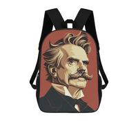 sinyumoney Mochila Para Niños Y Niñas Con Impresión 3D Friedrich Nietzsche Mochila Escolar Para Niños De Primaria, Mochila Informal De Viaje Para Portátil 17inch