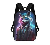 sinyumoney Mochila Para Niños Y Niñas Con Impresión 3D Gangster Raccoon in Suit Mochila Escolar Para Niños De Primaria, Mochila Informal De Viaje Para Portátil 17inch
