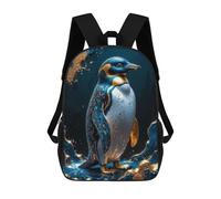 sinyumoney Mochila Para Niños Y Niñas Con Impresión 3D Gold Penguin Kintsugi Art Mochila Escolar Para Niños De Primaria, Mochila Informal De Viaje Para Portátil 17inch
