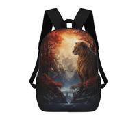 sinyumoney Mochila Para Niños Y Niñas Con Impresión 3D Golden Lion in Autumn Forest Mochila Escolar Para Niños De Primaria, Mochila Informal De Viaje Para Portátil 17inch