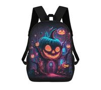 sinyumoney Mochila Para Niños Y Niñas Con Impresión 3D Halloween Pumpkin House Mochila Escolar Para Niños De Primaria, Mochila Informal De Viaje Para Portátil 17inch