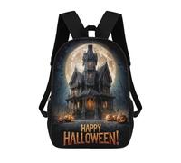 sinyumoney Mochila Para Niños Y Niñas Con Impresión 3D Happy Halloween Haunted House Mochila Escolar Para Niños De Primaria, Mochila Informal De Viaje Para Portátil 17inch
