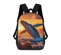 sinyumoney Mochila Para Niños Y Niñas Con Impresión 3D Humpback Whale Sunset Leap in Ocean Mochila Escolar Para Niños De Primaria, Mochila Informal De Viaje Para Portátil 17inch