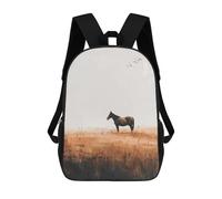 sinyumoney Mochila Para Niños Y Niñas Con Impresión 3D Lone Horse in Field Mochila Escolar Para Niños De Primaria, Mochila Informal De Viaje Para Portátil 17inch