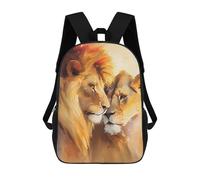sinyumoney Mochila Para Niños Y Niñas Con Impresión 3D Majestic Love Lion Couple Mochila Escolar Para Niños De Primaria, Mochila Informal De Viaje Para Portátil 17inch