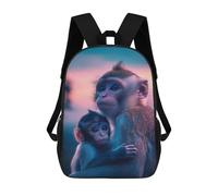 sinyumoney Mochila Para Niños Y Niñas Con Impresión 3D Mother And Baby Monkey Mochila Escolar Para Niños De Primaria, Mochila Informal De Viaje Para Portátil 17inch