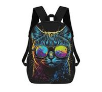 sinyumoney Mochila Para Niños Y Niñas Con Impresión 3D Neon Cool Cat Mochila Escolar Para Niños De Primaria, Mochila Informal De Viaje Para Portátil 17inch