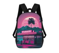 sinyumoney Mochila Para Niños Y Niñas Con Impresión 3D Neon Desert Diner Mochila Escolar Para Niños De Primaria, Mochila Informal De Viaje Para Portátil 17inch