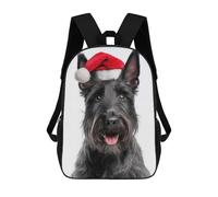 sinyumoney Mochila Para Niños Y Niñas Con Impresión 3D Scottish Terrier Dog with Santa Hat Mochila Escolar Para Niños De Primaria, Mochila Informal De Viaje Para Portátil 17inch