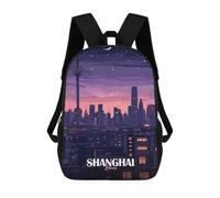 sinyumoney Mochila Para Niños Y Niñas Con Impresión 3D Shanghai China Cityscape at Night Mochila Escolar Para Niños De Primaria, Mochila Informal De Viaje Para Portátil 17inch