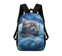 sinyumoney Mochila Para Niños Y Niñas Con Impresión 3D Sleeping Cloud Kitten Mochila Escolar Para Niños De Primaria, Mochila Informal De Viaje Para Portátil 17inch