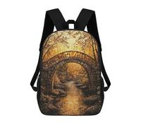 sinyumoney Mochila Para Niños Y Niñas Con Impresión 3D Stone Bridge Autumn Forest Mochila Escolar Para Niños De Primaria, Mochila Informal De Viaje Para Portátil 17inch