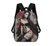 sinyumoney Mochila Para Niños Y Niñas Con Impresión 3D Sugar Skull Body Art Mochila Escolar Para Niños De Primaria, Mochila Informal De Viaje Para Portátil 17inch