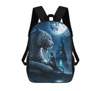 sinyumoney Mochila Para Niños Y Niñas Con Impresión 3D Tiger And Sorceress Under The Moon Mochila Escolar Para Niños De Primaria, Mochila Informal De Viaje Para Portátil 17inch