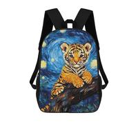 sinyumoney Mochila Para Niños Y Niñas Con Impresión 3D Tiger Cub in Starry Night Style Mochila Escolar Para Niños De Primaria, Mochila Informal De Viaje Para Portátil 17inch