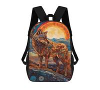 sinyumoney Mochila Para Niños Y Niñas Con Impresión 3D Wolf Colorful Abstract Mochila Escolar Para Niños De Primaria, Mochila Informal De Viaje Para Portátil 17inch