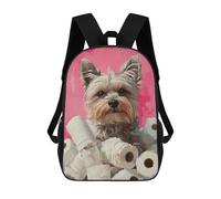 sinyumoney Mochila Para Niños Y Niñas Con Impresión 3D Yorkie Dog with Toilet Paper Painting Yorkie Toilet Print Mochila Escolar Para Niños De Primaria, Mochila Informal De Viaje Para Portátil 17inch