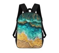 sinyumoney Mochila Unisex Abstract Ocean Waves Kintsugi Art Mochila De Viaje Con Estampado 3D Mochila Informal Para Portátil Mochila Escolar Ligera Para Hombres, Mujeres, Niños Y Niñas 17inch