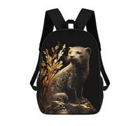 sinyumoney Mochila Unisex Black And Gold Otter Mochila De Viaje Con Estampado 3D Mochila Informal Para Portátil Mochila Escolar Ligera Para Hombres Mujeres Niños Niñas 17inch