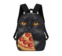 sinyumoney Mochila Unisex Black Cat Eating Pizza Slice Mochila De Viaje Con Estampado 3D Mochila Informal Para Portátil Mochila Escolar Ligera Para Hombres, Mujeres, Niños Y Niñas 17inch