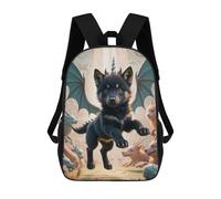 sinyumoney Mochila Unisex Black Wolf Dragon Puppy Mochila De Viaje Con Estampado 3D Mochila Informal Para Portátil Mochila Escolar Ligera Para Hombres, Mujeres, Niños Y Niñas 17inch
