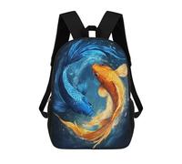 sinyumoney Mochila Unisex Blue And Gold Koi Fish Mochila De Viaje Con Estampado 3D Mochila Informal Para Portátil Mochila Escolar Ligera Para Hombres, Mujeres, Niños Y Niñas 17inch