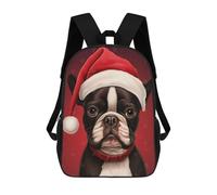 sinyumoney Mochila Unisex Boston Terrier Christmas Mochila De Viaje Con Estampado 3D Mochila Informal Para Portátil Mochila Escolar Ligera Para Hombres, Mujeres, Niños Y Niñas 17inch