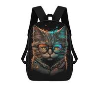 sinyumoney Mochila Unisex Cat Art Retro With Glasses Mochila De Viaje Con Estampado 3D Mochila Informal Para Portátil Mochila Escolar Ligera Para Hombres, Mujeres, Niños Y Niñas 17inch