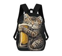 sinyumoney Mochila Unisex Cat Beer Mochila De Viaje Con Estampado 3D Mochila Informal Para Portátil Mochila Escolar Ligera Para Hombres Mujeres Niños Niñas 17inch