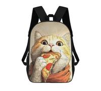 sinyumoney Mochila Unisex Cat Eating Pizza Slice Illustration Mochila De Viaje Con Estampado 3D Mochila Informal Para Portátil Mochila Escolar Ligera Para Hombres, Mujeres, Niños Y Niñas 17inch