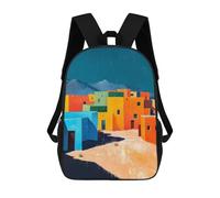 sinyumoney Mochila Unisex Colorful Desert Village Mochila De Viaje Con Estampado 3D Mochila Informal Para Portátil Mochila Escolar Ligera Para Hombres, Mujeres, Niños Y Niñas 17inch
