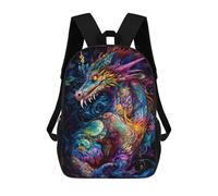 sinyumoney Mochila Unisex Colorful Dragon Illustration Mochila De Viaje Con Estampado 3D Mochila Informal Para Portátil Mochila Escolar Ligera Para Hombres, Mujeres, Niños Y Niñas 17inch