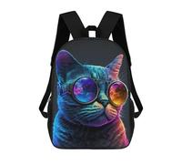sinyumoney Mochila Unisex Cosmic Cat Glasses Art Print Mochila De Viaje Con Estampado 3D Mochila Informal Para Portátil Mochila Escolar Ligera Para Hombres, Mujeres, Niños Y Niñas 17inch