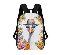sinyumoney Mochila Unisex Duck with Hat And Sunglasses Watercolor Mochila De Viaje Con Estampado 3D Mochila Informal Para Portátil Mochila Escolar Ligera Para Hombres Mujeres Niños Niñas 17inch